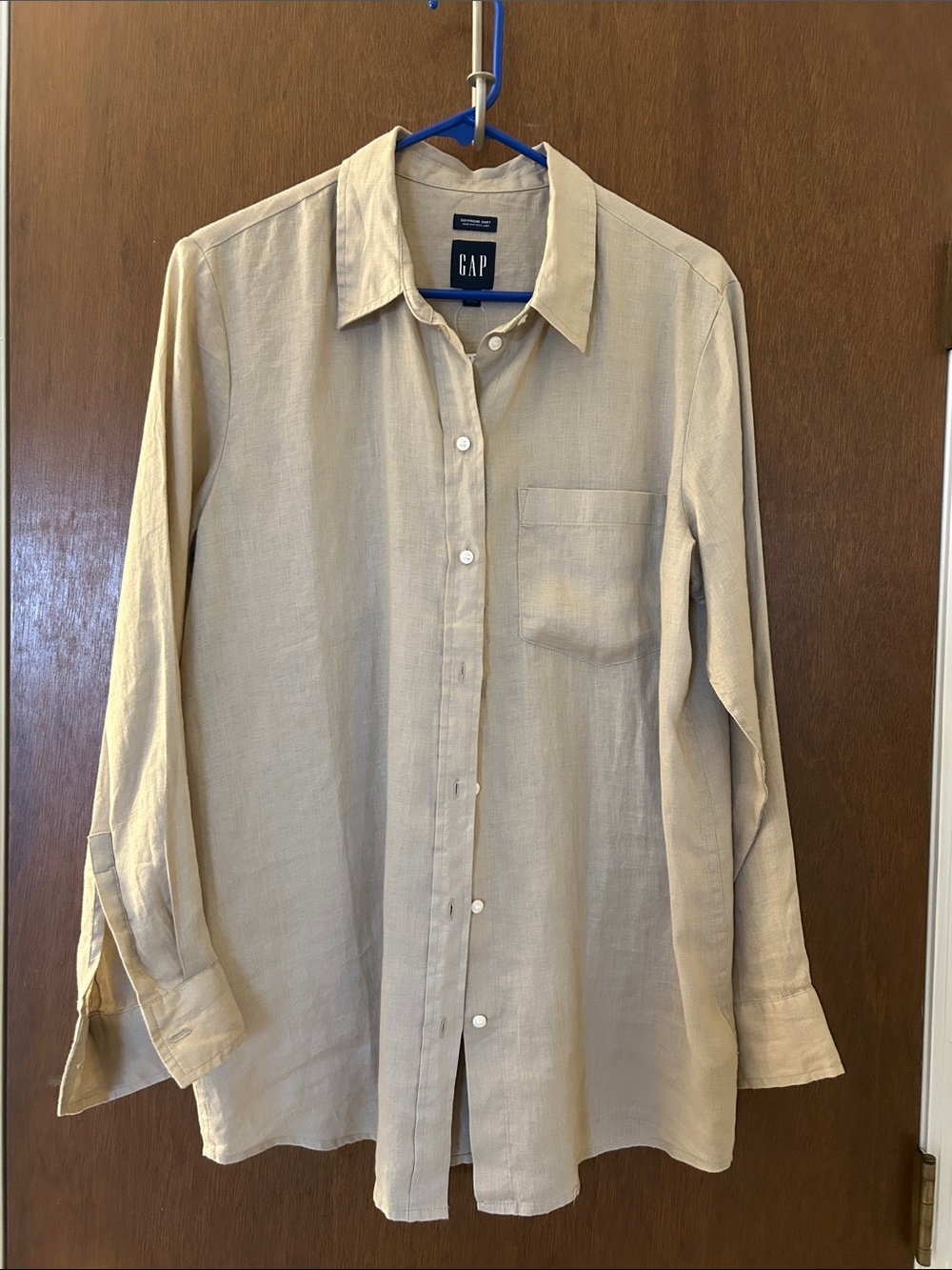 GAP Women's Button-Down Shirt in Beige